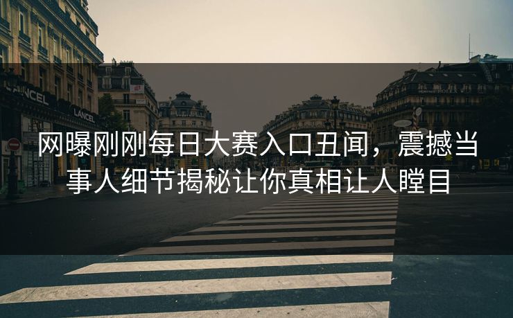 网曝刚刚每日大赛入口丑闻，震撼当事人细节揭秘让你真相让人瞠目