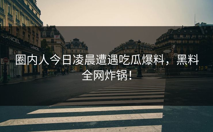 圈内人今日凌晨遭遇吃瓜爆料，黑料全网炸锅！