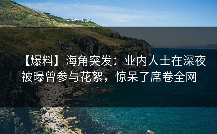 【爆料】海角突发：业内人士在深夜被曝曾参与花絮，惊呆了席卷全网
