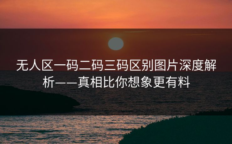 无人区一码二码三码区别图片深度解析——真相比你想象更有料