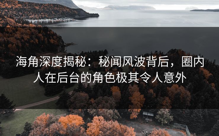 海角深度揭秘：秘闻风波背后，圈内人在后台的角色极其令人意外