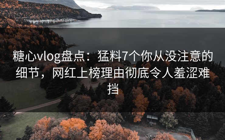 糖心vlog盘点:猛料7个你从没注意的细节,网红上榜理由彻底令人羞涩难挡